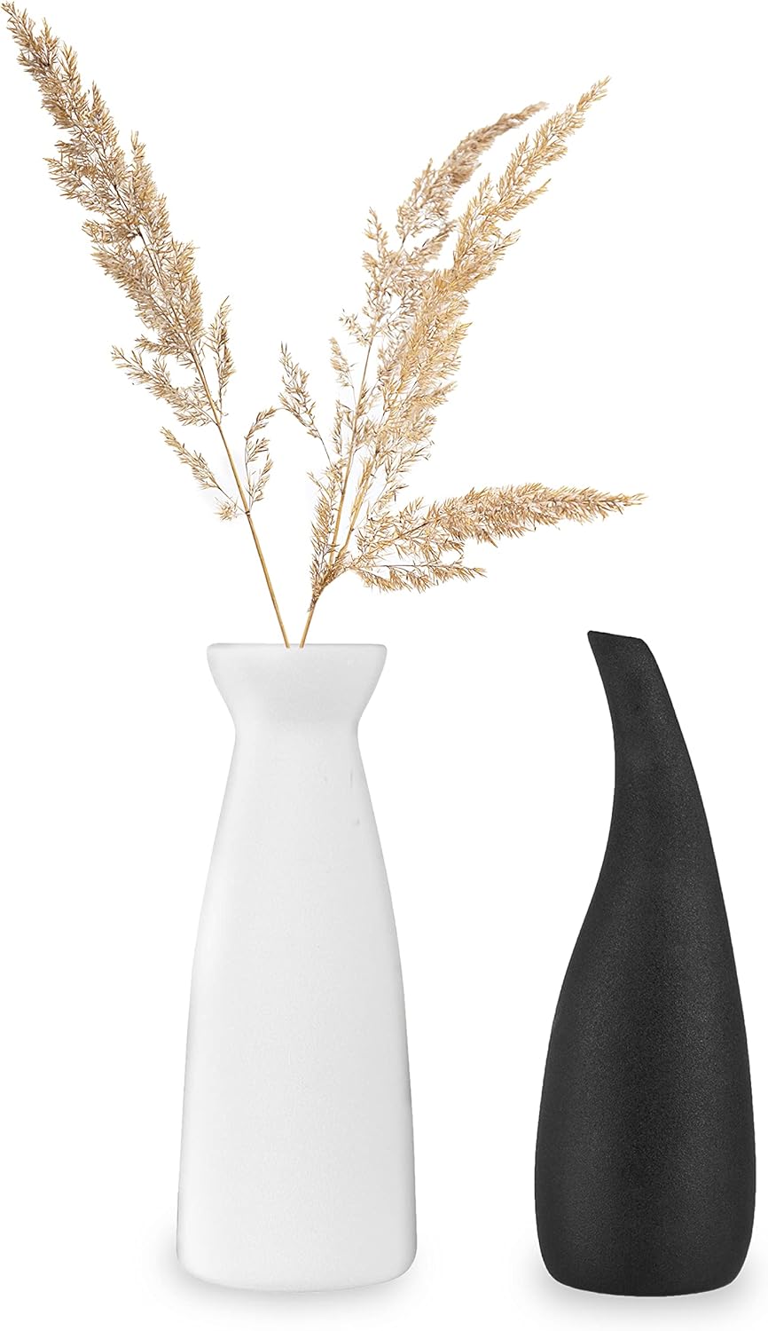 Mid-Century Beige Vase Set — Light & Dark Matte Textured - 2 Piece