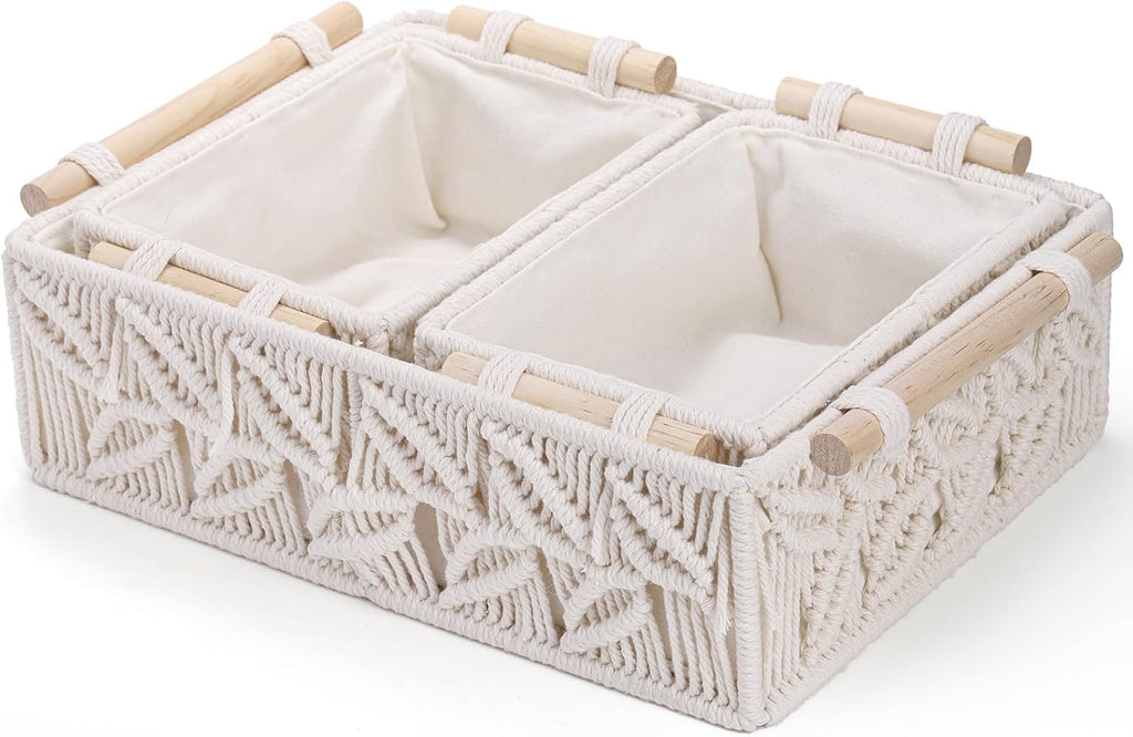 Boho Wood Storage Basket — Set of 3 - View 3