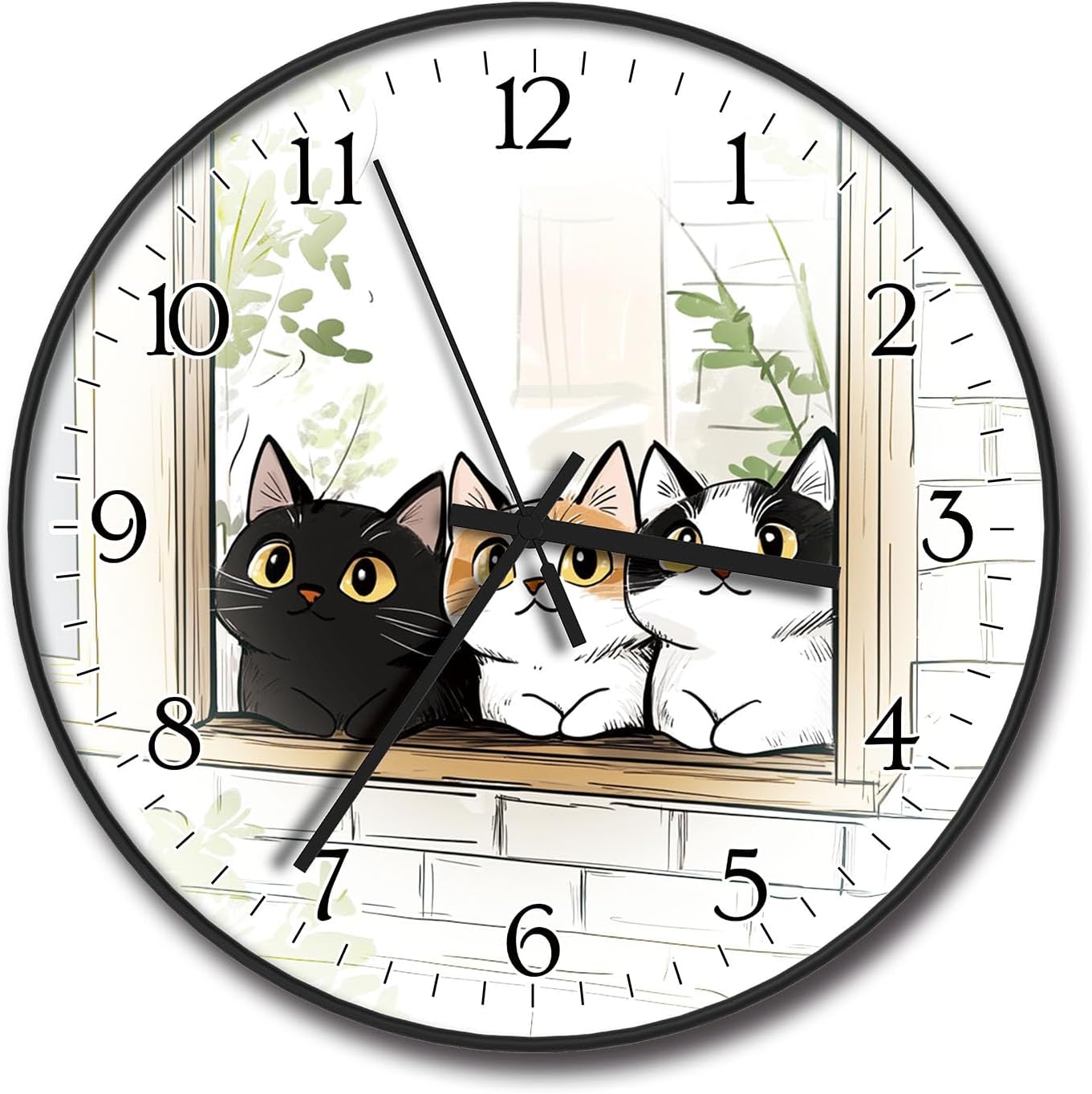 Battery Operated Purple Wall Clock — 8" — M2413-cats