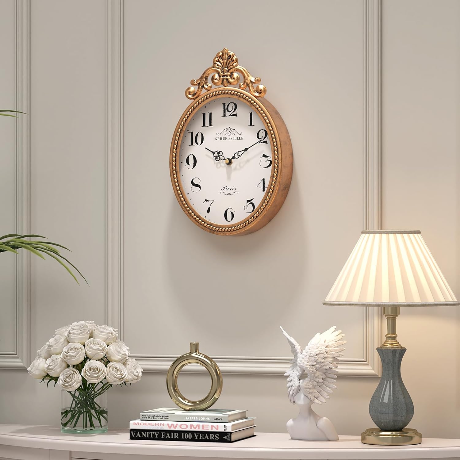Battery Operated Boho Gold Wall Clock — 10.4" - View 4