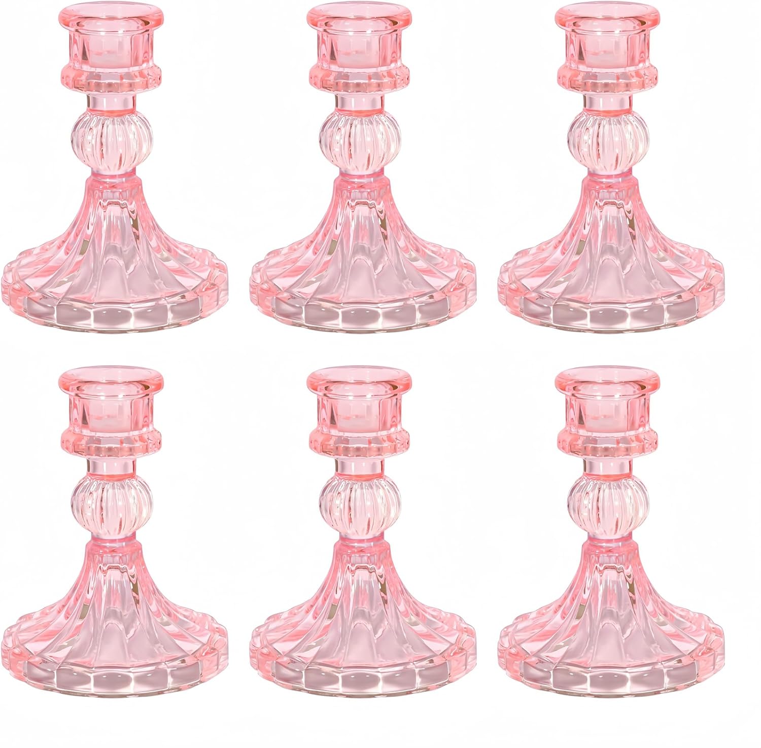 Black Candle — Set of 6 — Pink Stripe Pattern