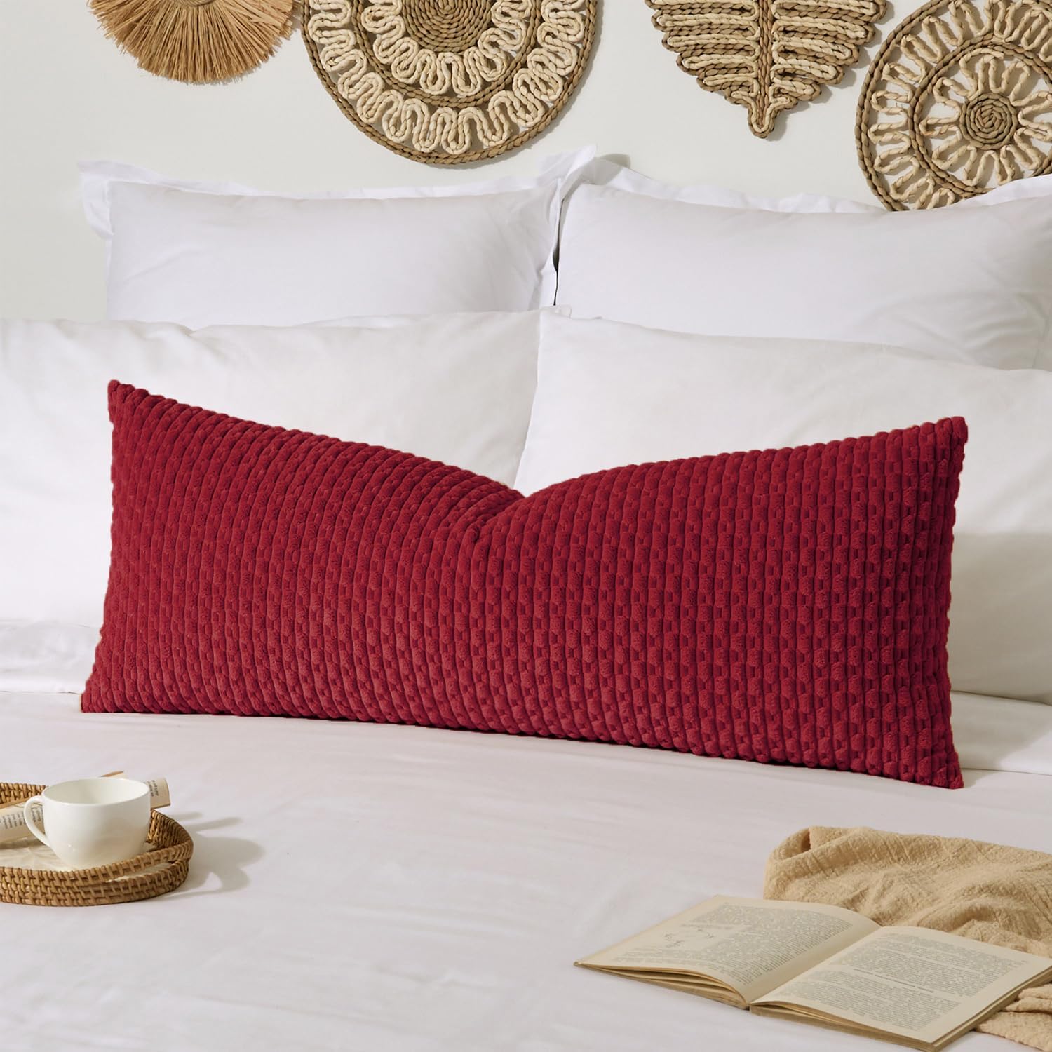 Lumbar Boho Beige Throw Pillow Cover — 36" — 54" x 20" (Pack of 1)