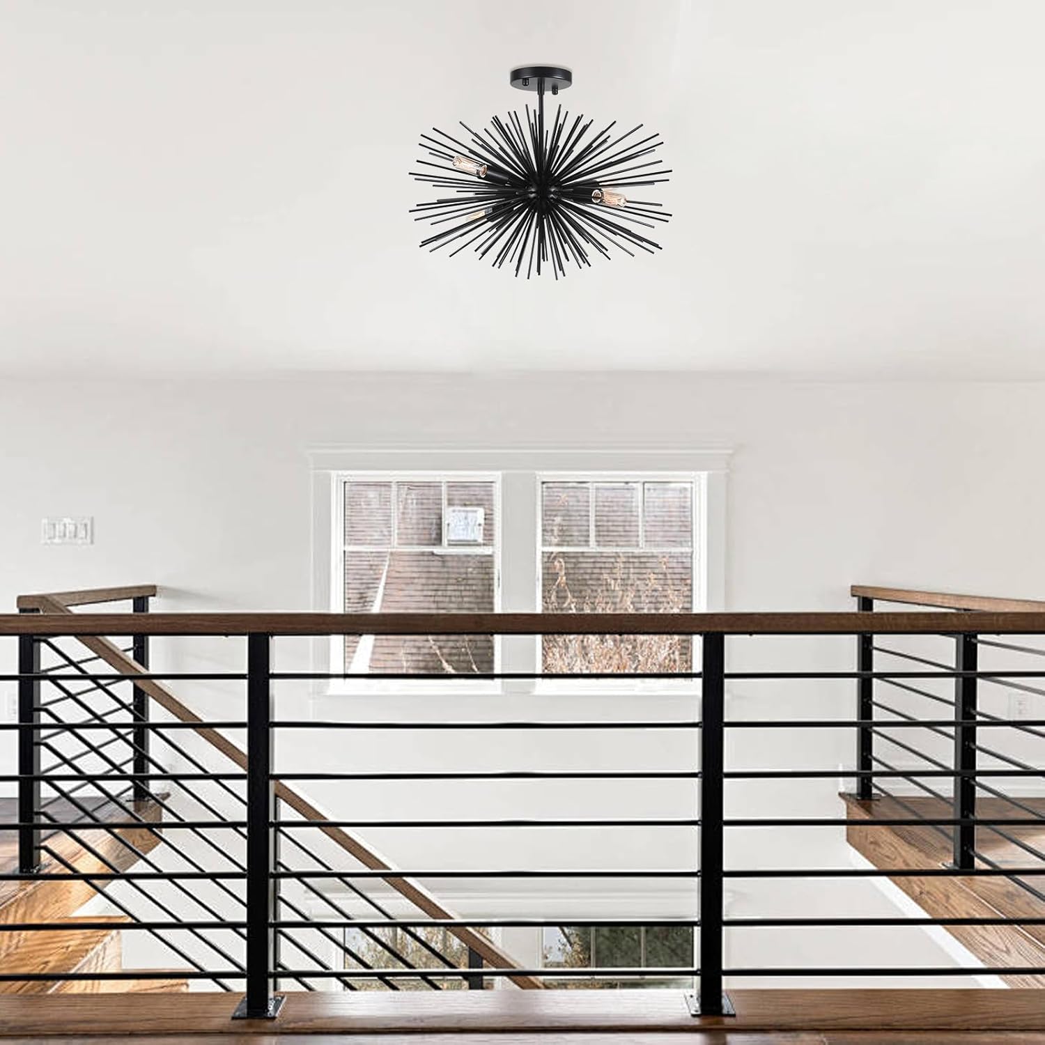 Modern Black Chandelier — 4-Light - View 6