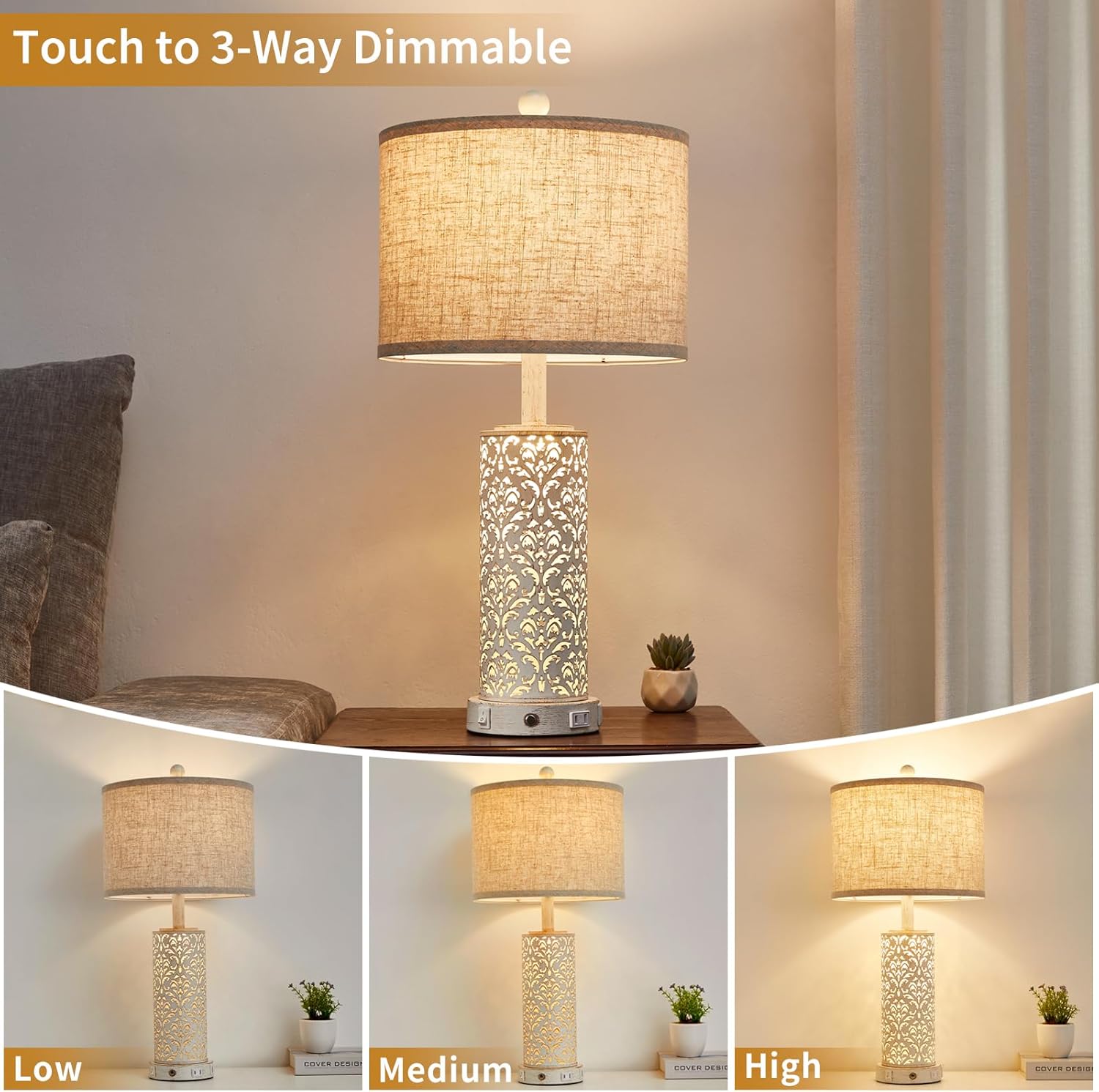 Dimmable Farmhouse Black Bedside Lamp — 26" - View 2