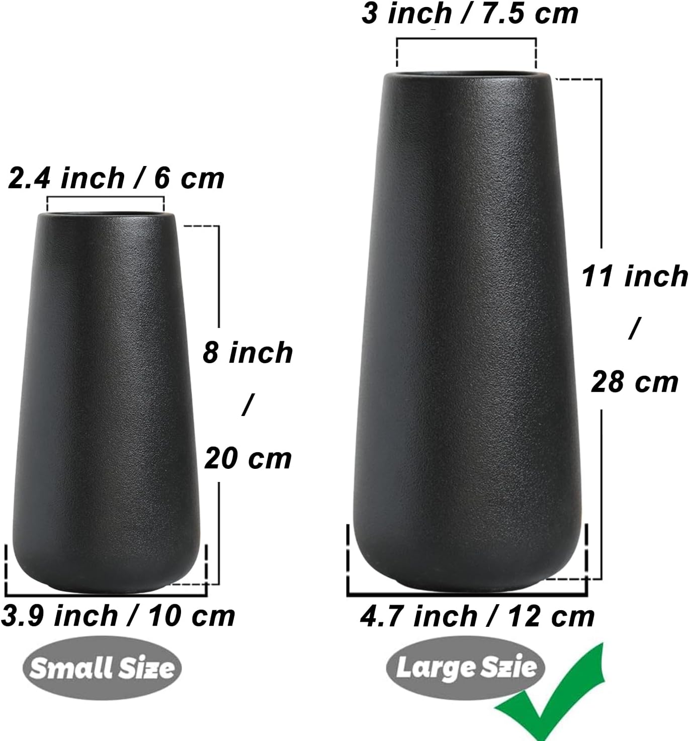 Farmhouse Black Decorative Vase — 11" - View 2