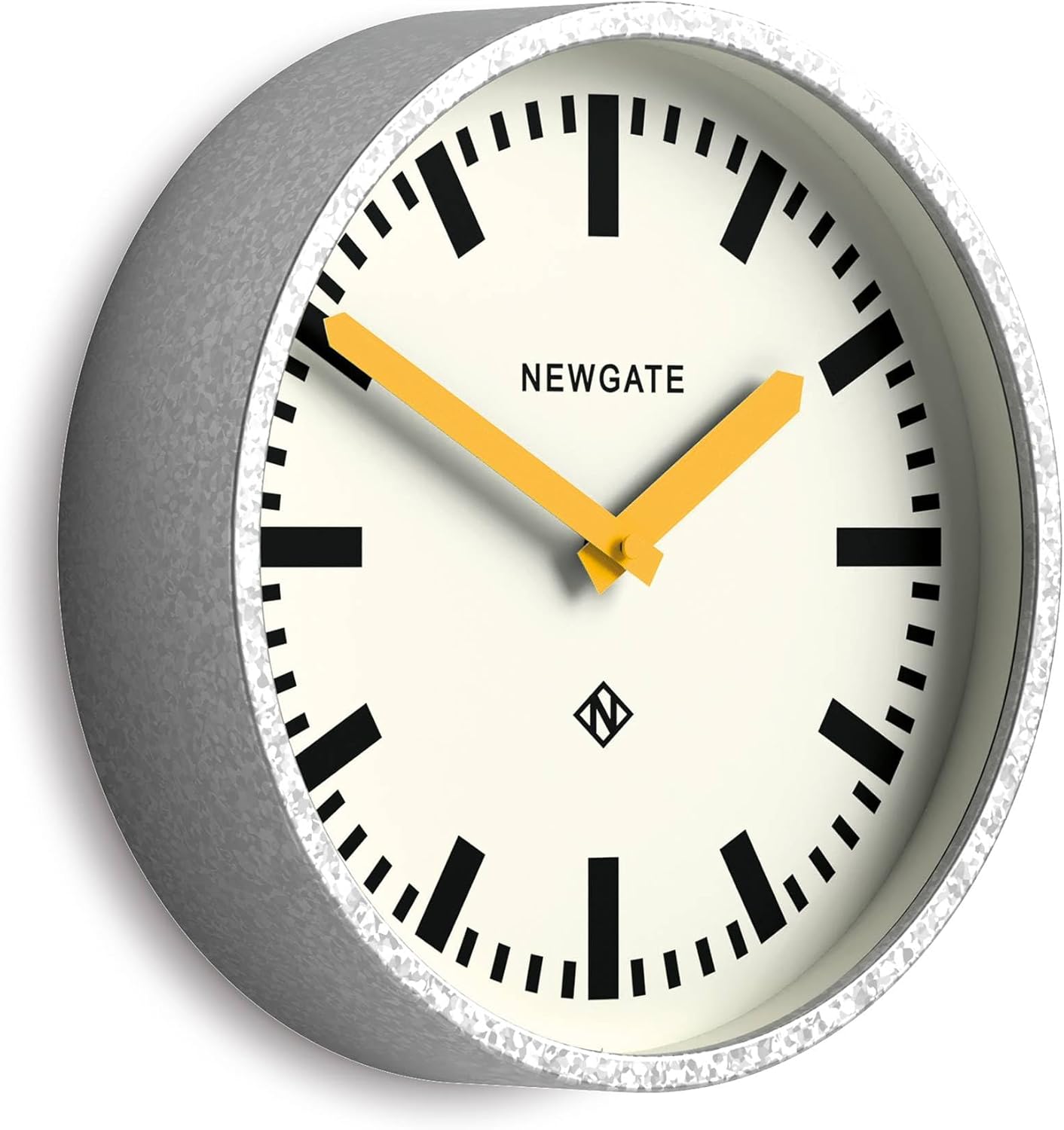 Vintage Mid-Century Black Wall Clock — 12" — Yellow