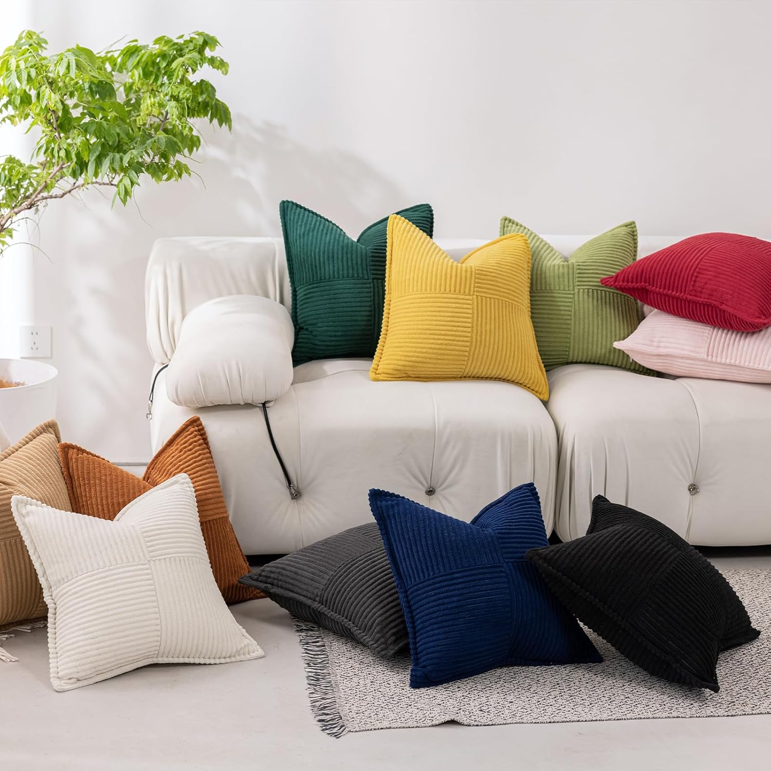 Boho Beige Throw Pillow Cover — 18" - View 4