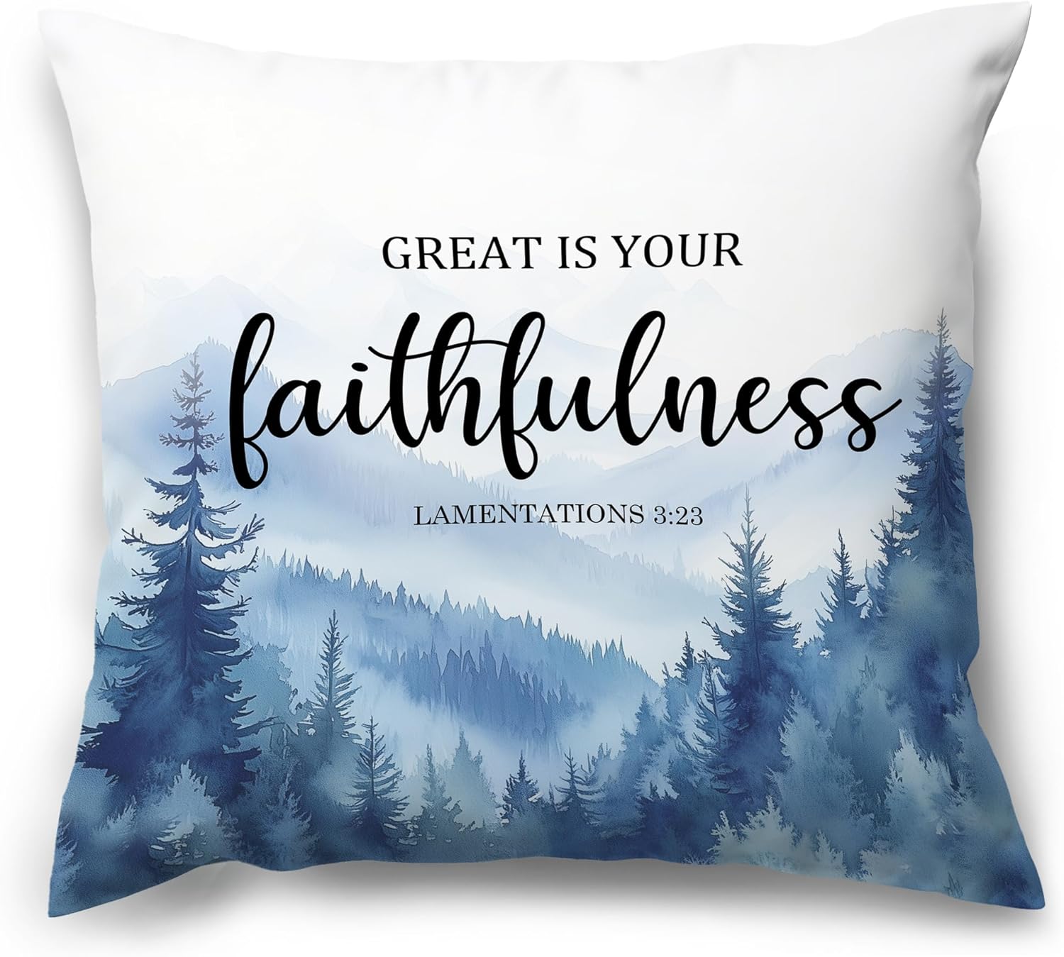Boho Blue Throw Pillow Cover — 18x18 — Faithfulness