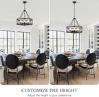 Round Farmhouse Black Chandelier — 5-Light - View 8