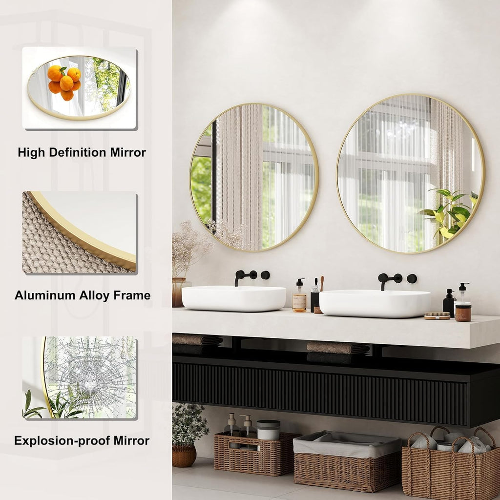 Round Luxe Black Wall Mirror — 32" - View 5