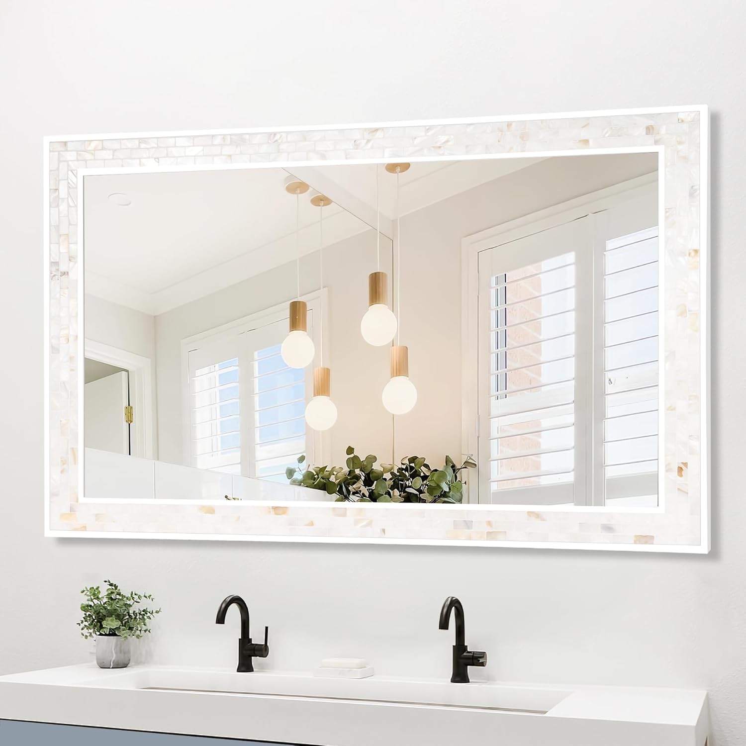 Framed Brown Wall Mirror — 30" — 48"L x 30"W