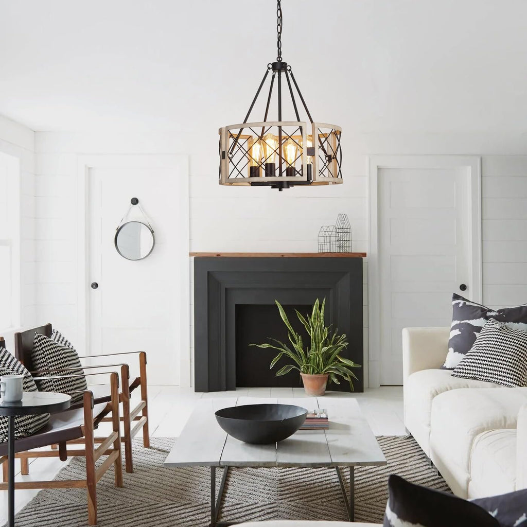 Adjustable Farmhouse Grey Chandelier — 4-Light - View 9