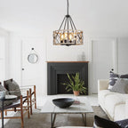 Adjustable Farmhouse Grey Chandelier — 4-Light - View 9