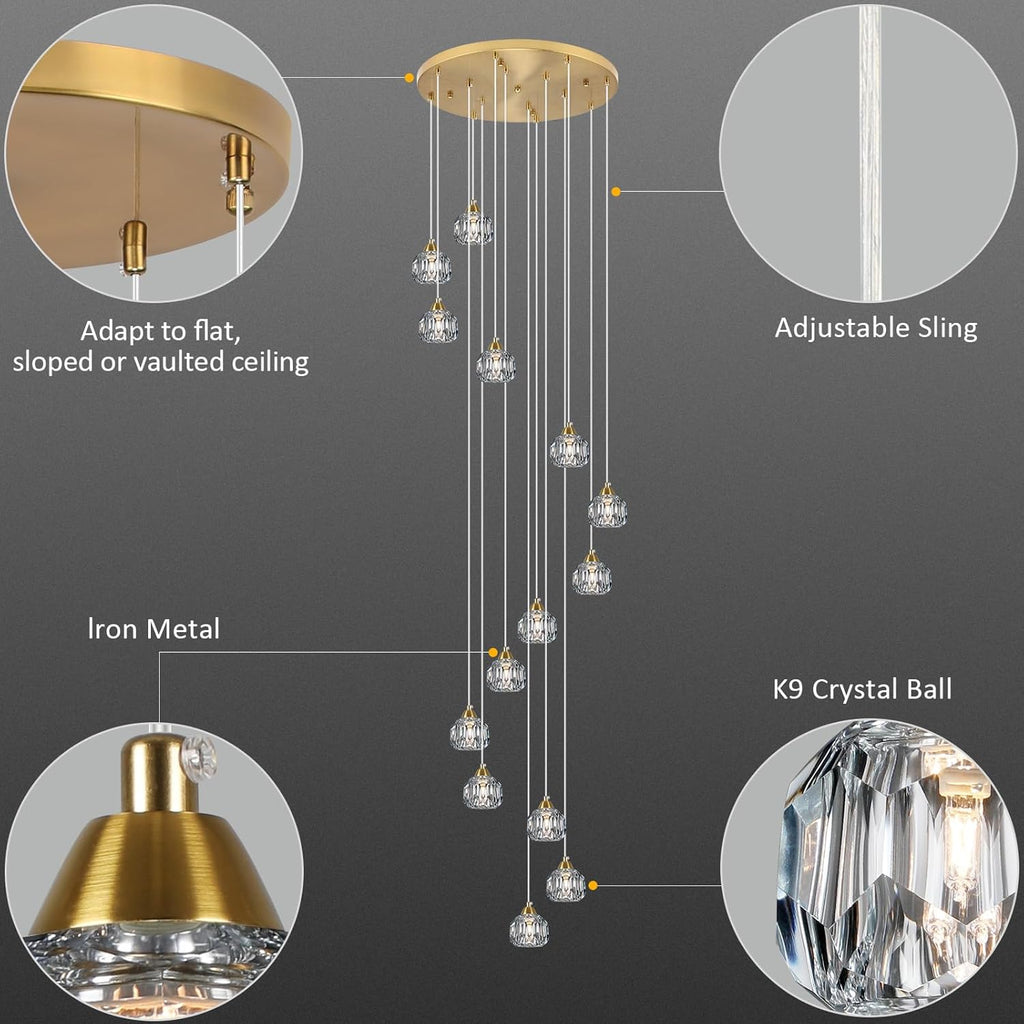 Luxe Black Chandelier — 14-Light - View 5