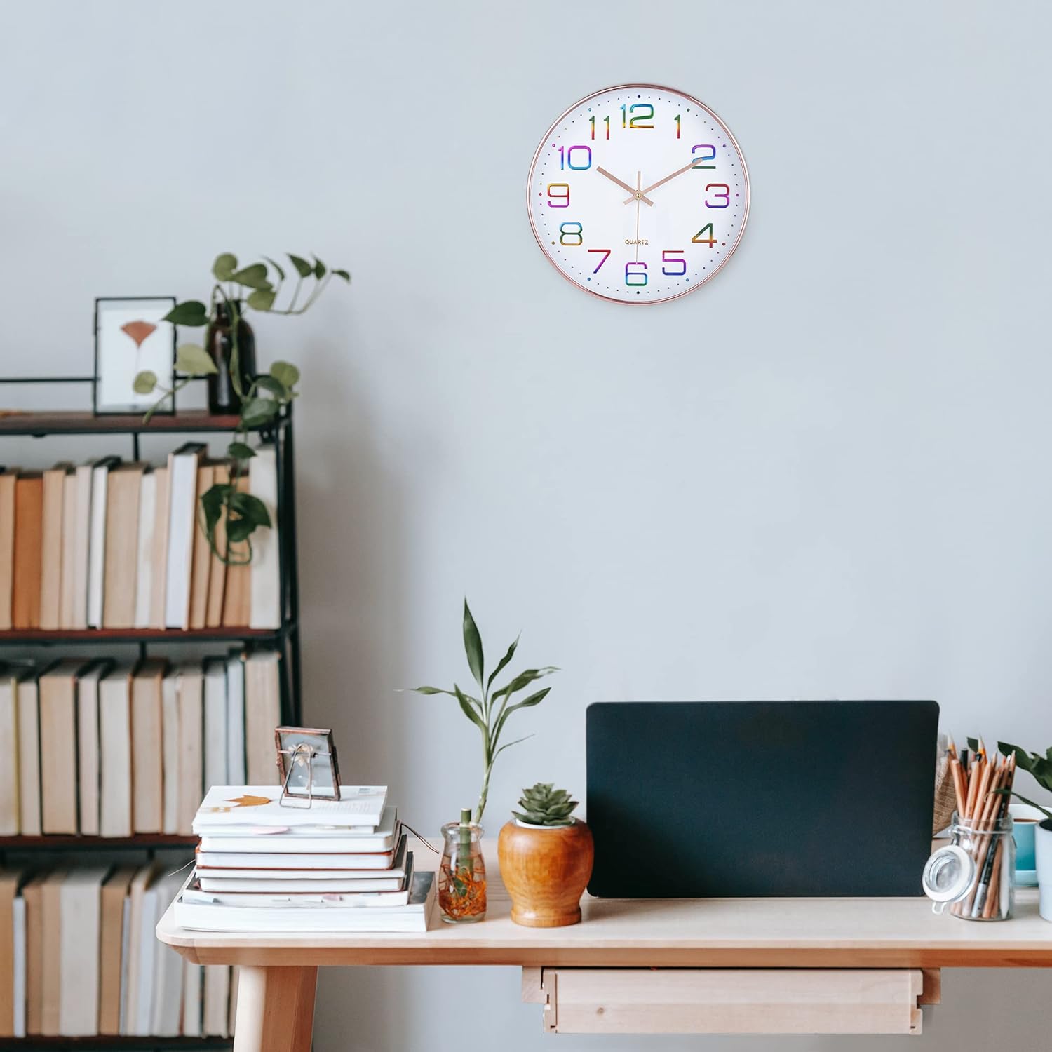Battery Operated Luxe Black Wall Clock — 12" - View 3