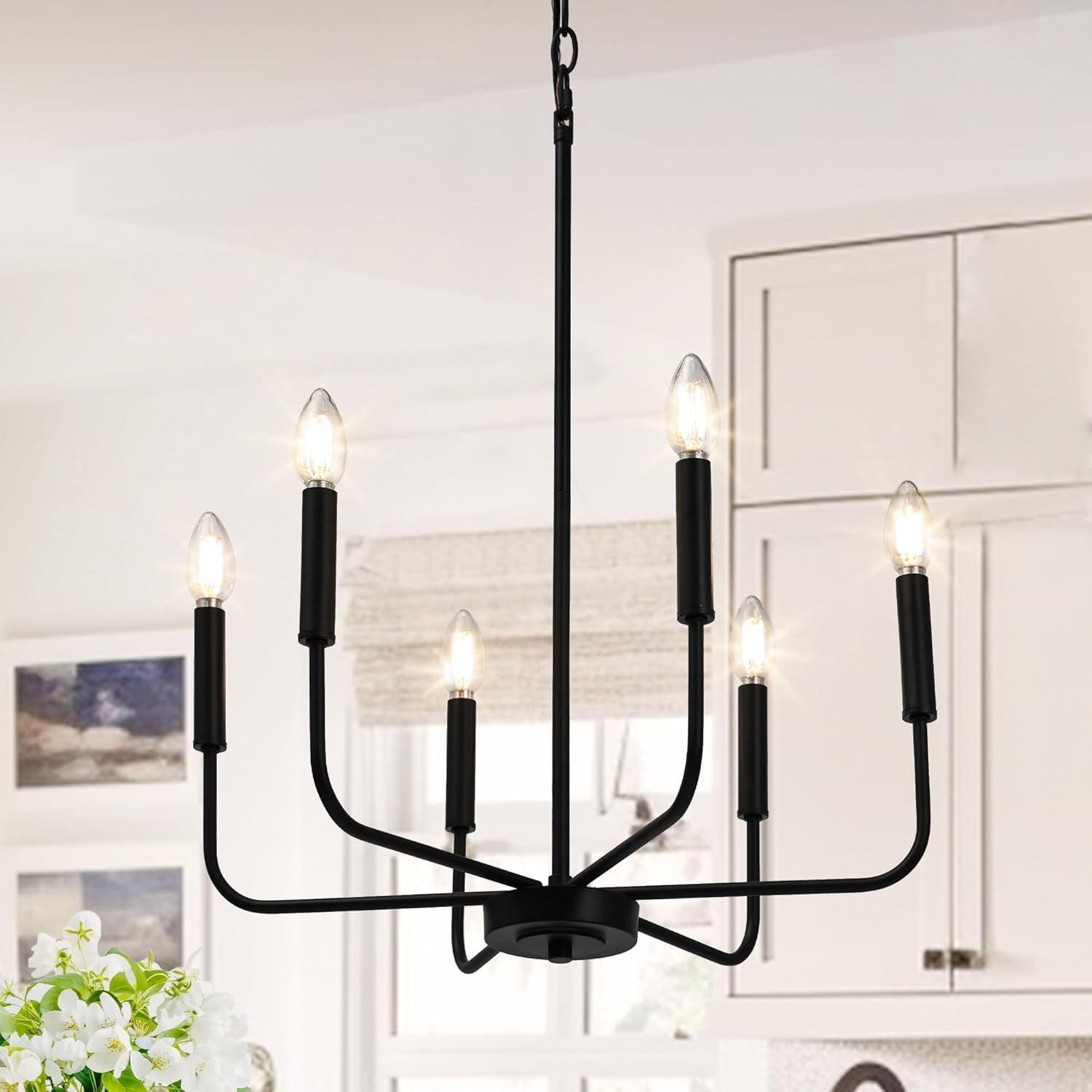 Farmhouse Black Chandelier — 8-Light — 19.7''