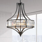 Round Farmhouse Black Chandelier — 6-Light — 21.6” Black 6-Light