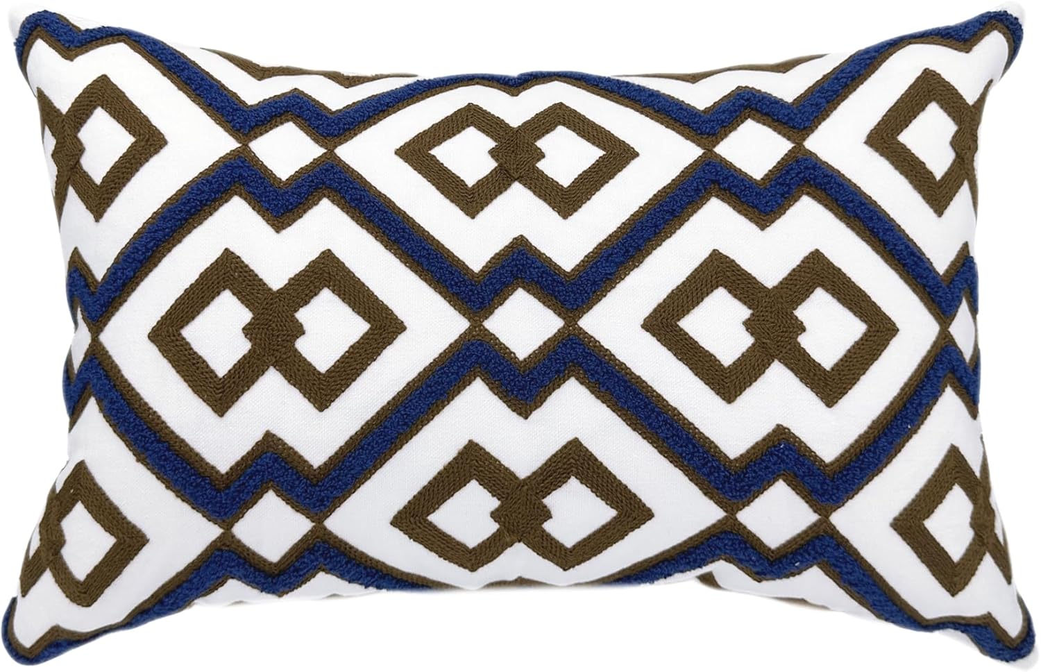 Tufted Boho Beige Throw Pillow Cover — 18" — U1 - Blue Brown