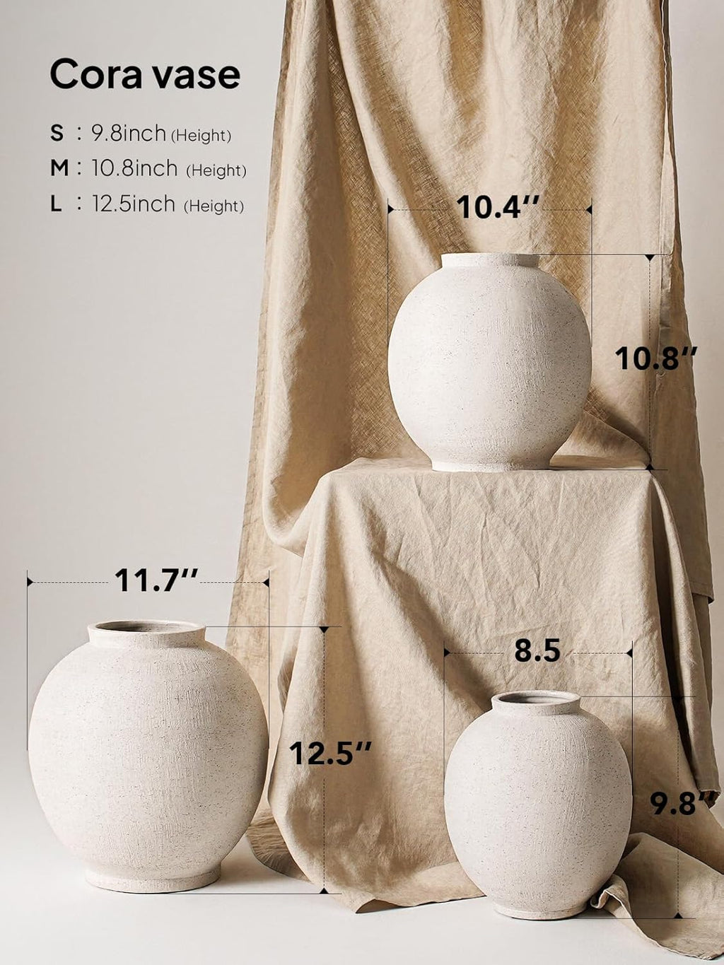 Farmhouse Beige Flower Vase — 8" - View 2