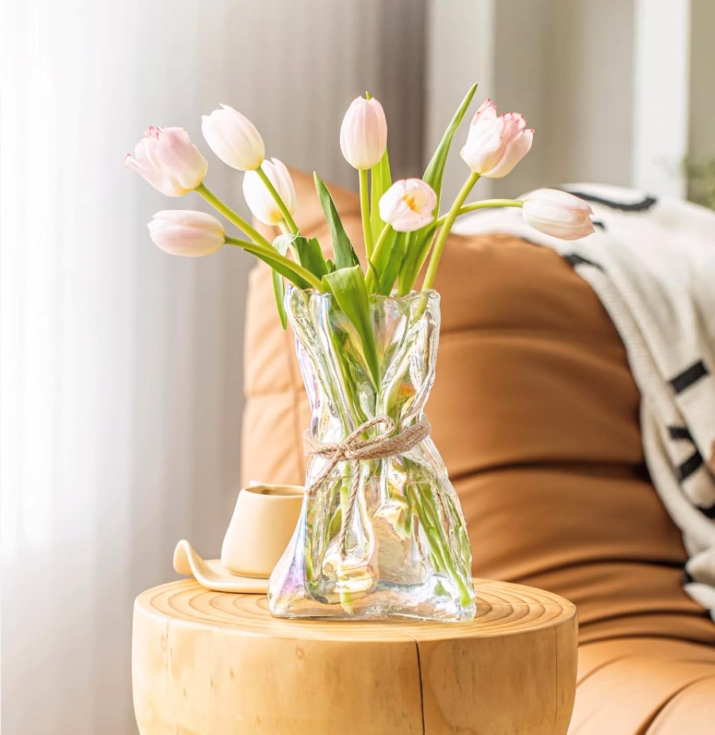 Modern Beige Flower Vase — 6" — Colorful