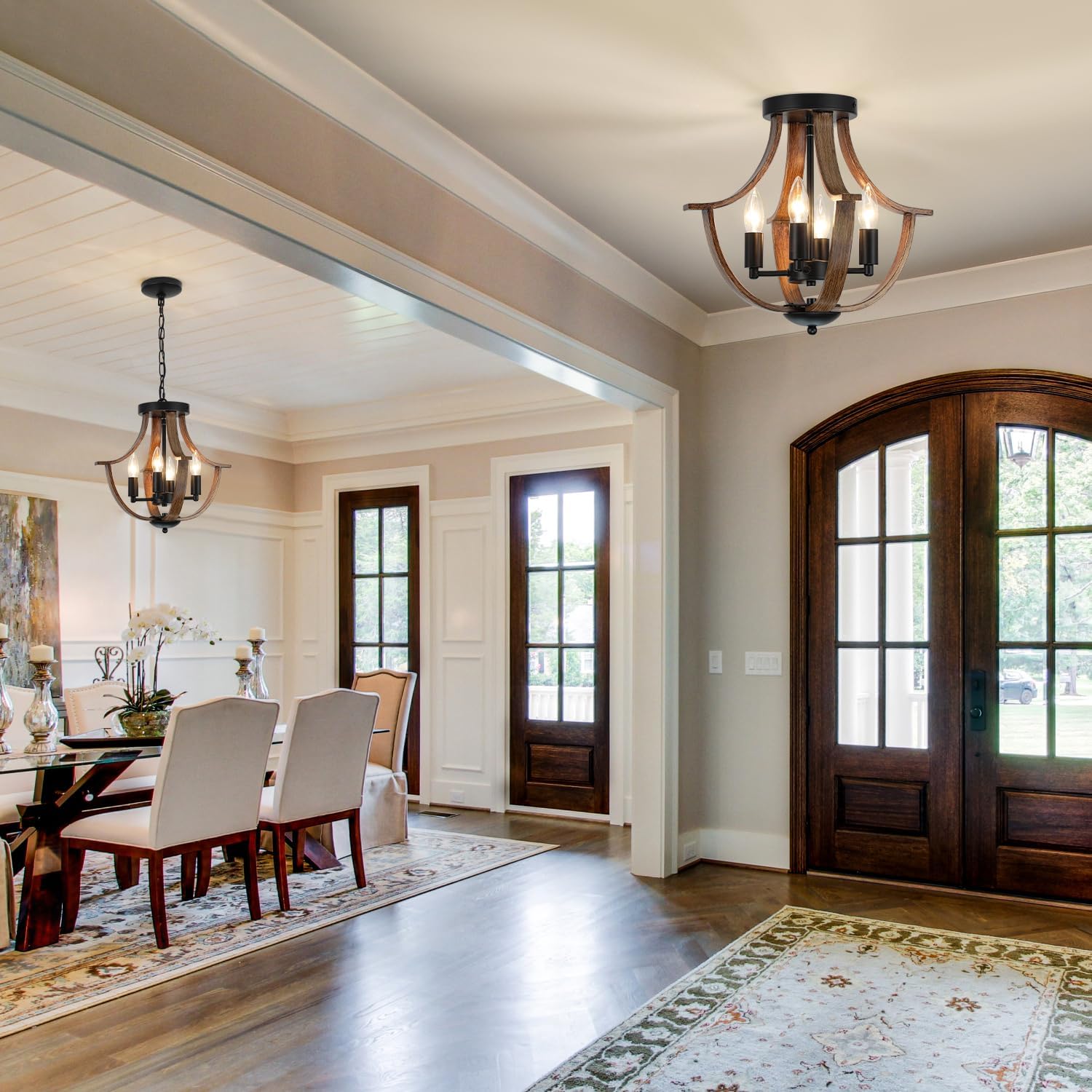 Vintage Farmhouse Black Chandelier — 4-Light - View 6
