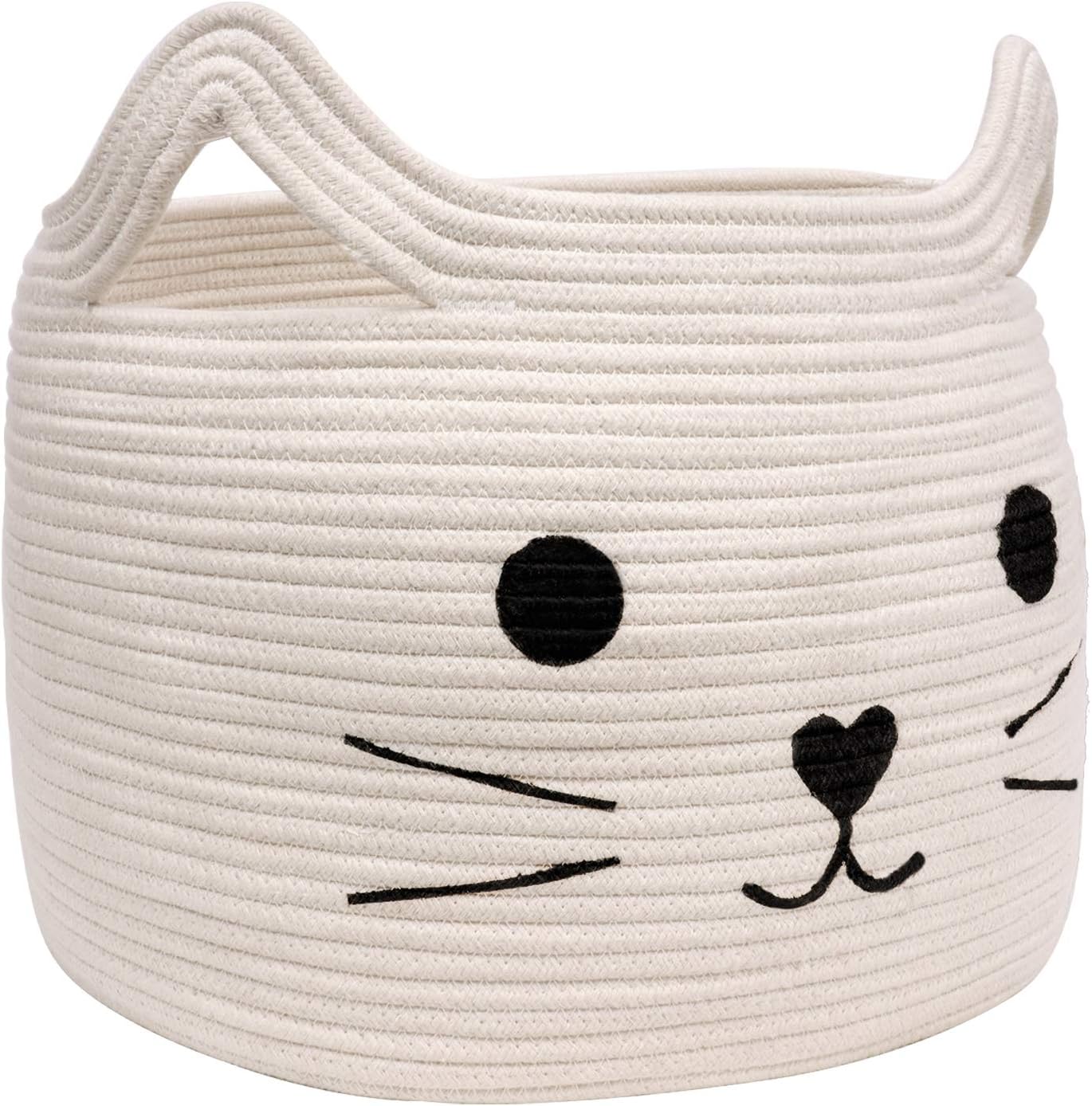 Boho Beige Storage Basket — 9.8" — White