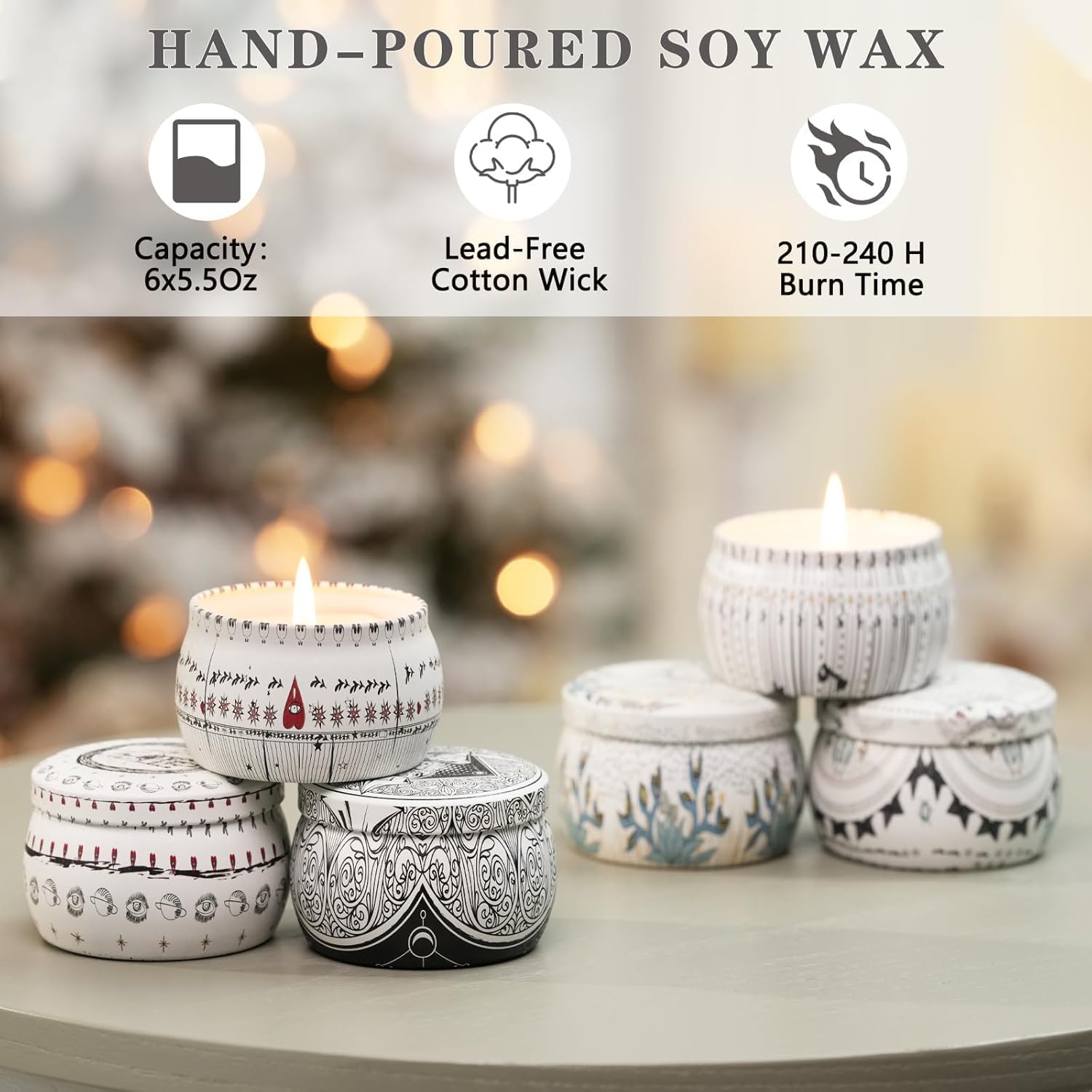 Soy Wax Boho Metal Scented Candle - View 6