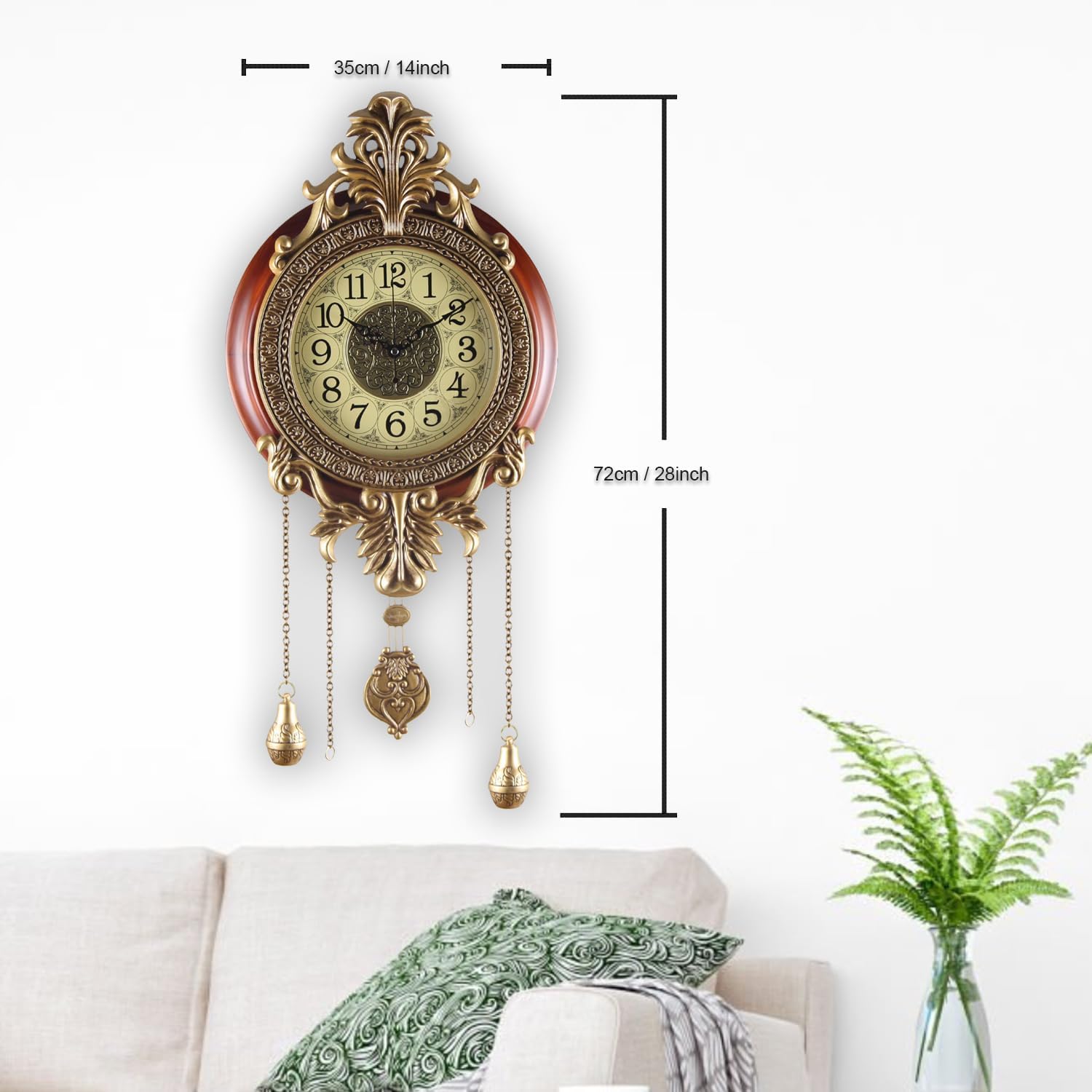 Battery Operated Mid-Century Wood Wall Clock - View 4