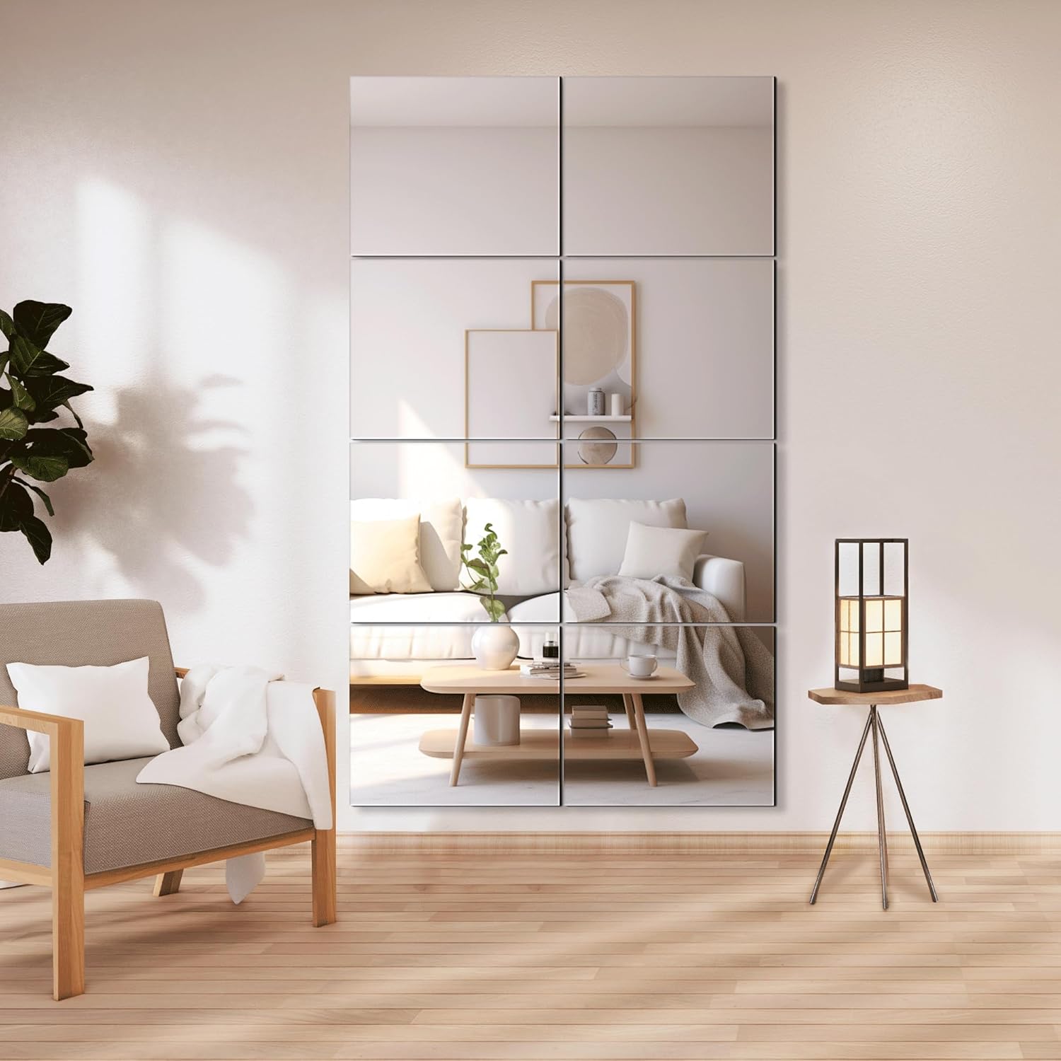 Glass Wall Mirror — 50" — 14''x12''-8PCS