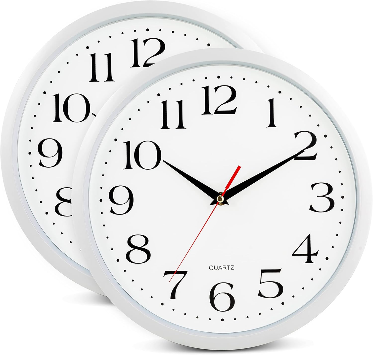 Battery Operated Black Wall Clock — 13" — White