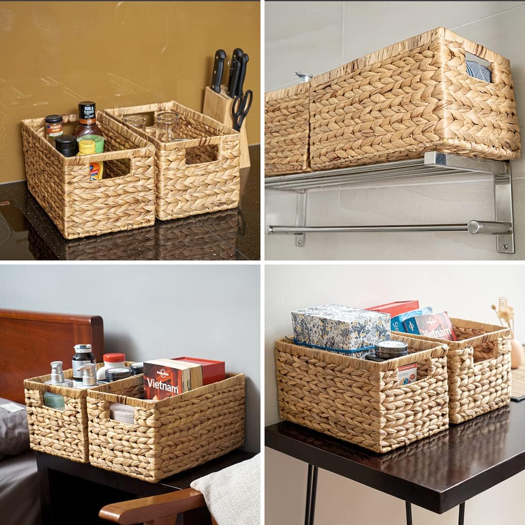 Rectangular Boho Rattan Storage Basket — Set of 6 - View 4