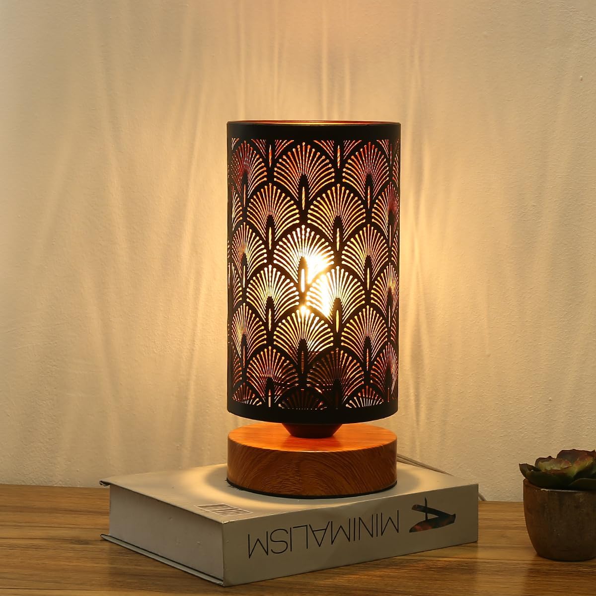 Dimmable Farmhouse Metal Bedside Lamp — peacock tail