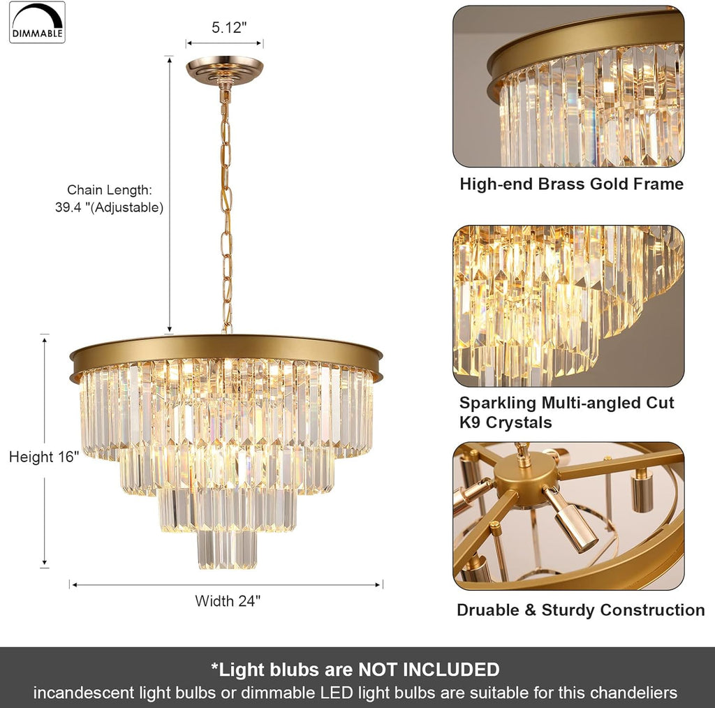 Round Luxe Black Chandelier — 12-Light - View 3