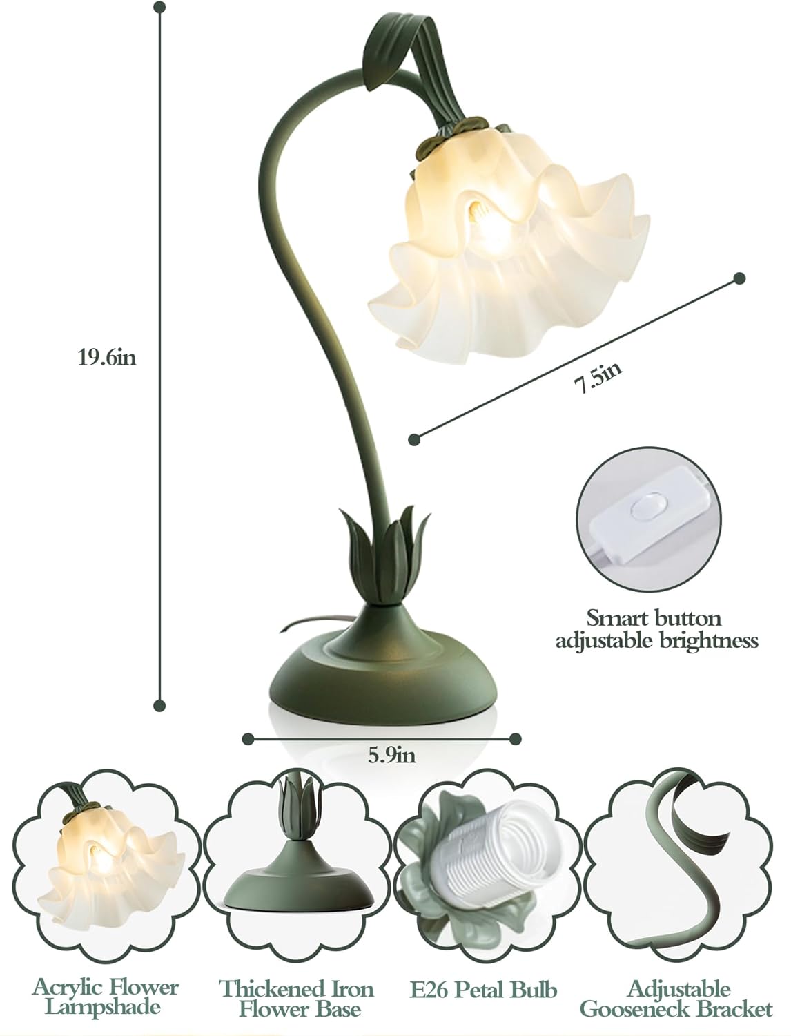 Vintage Green Bedside Lamp - View 5