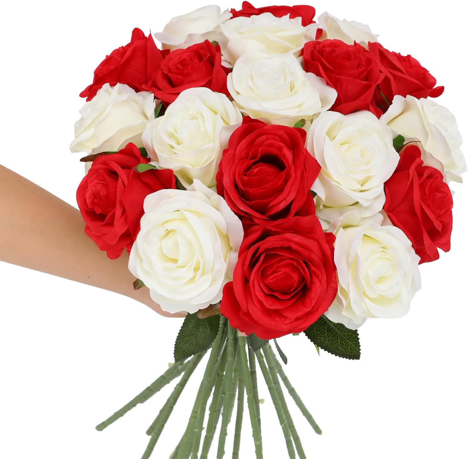 Black Artificial Flowers — White & Red