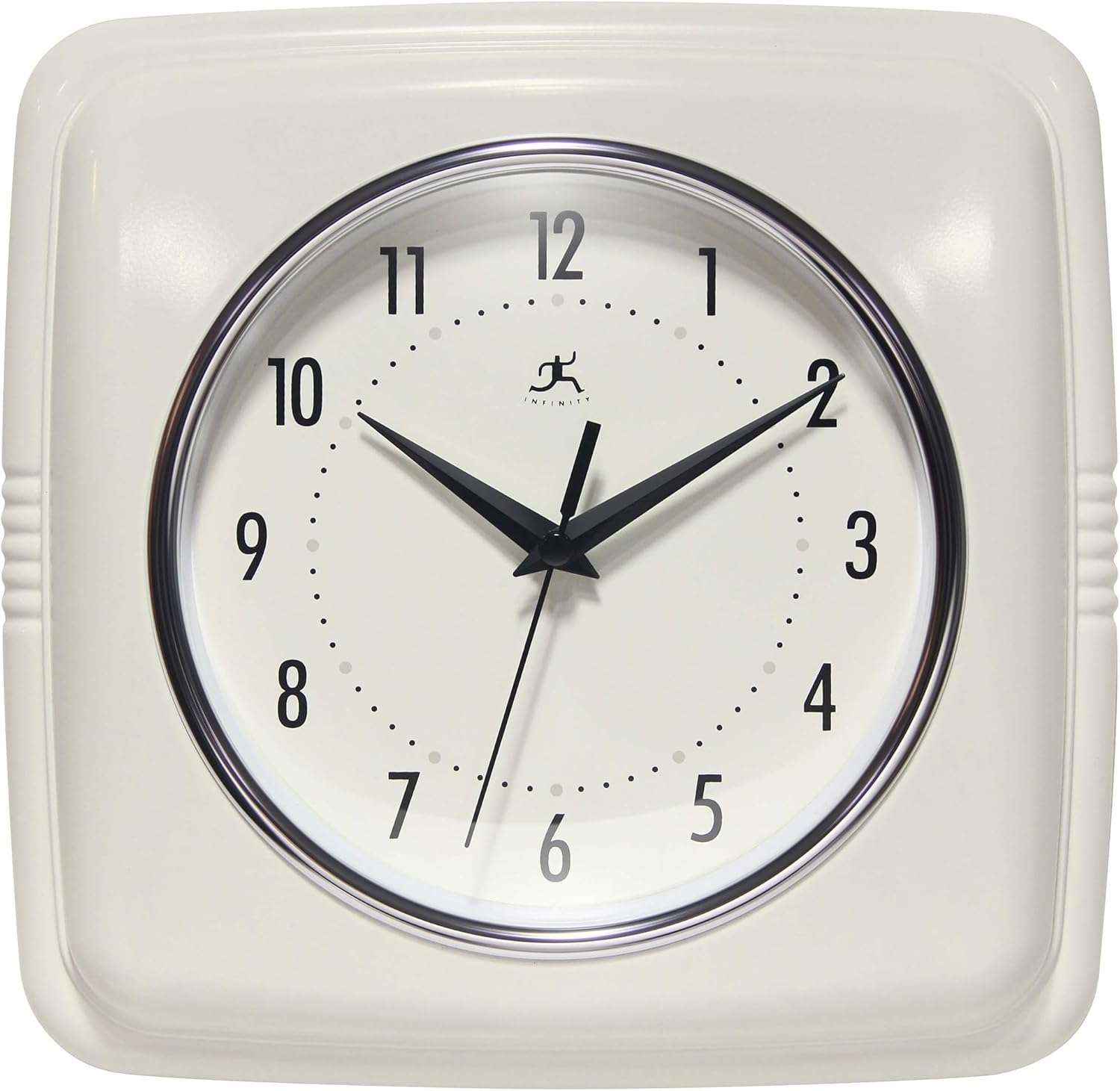 Vintage Mid-Century Beige Wall Clock — 9" — Ivory