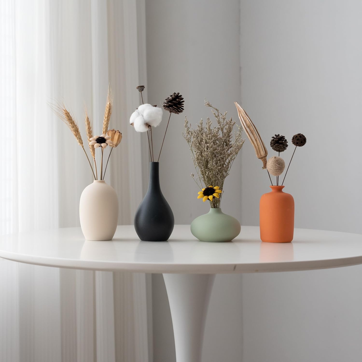 Round Boho Ceramic Vase Set — Set of 4 - View 2