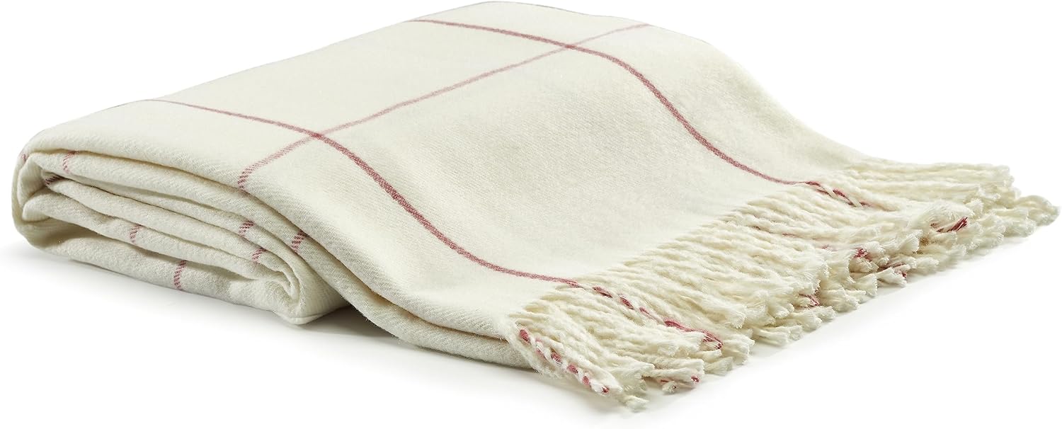 Beige Throw Pillow — 80" — Pink Stripes