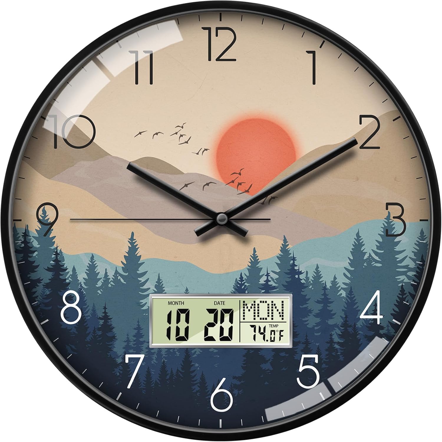 Battery Operated Farmhouse Beige Wall Clock — 12" — Beige
