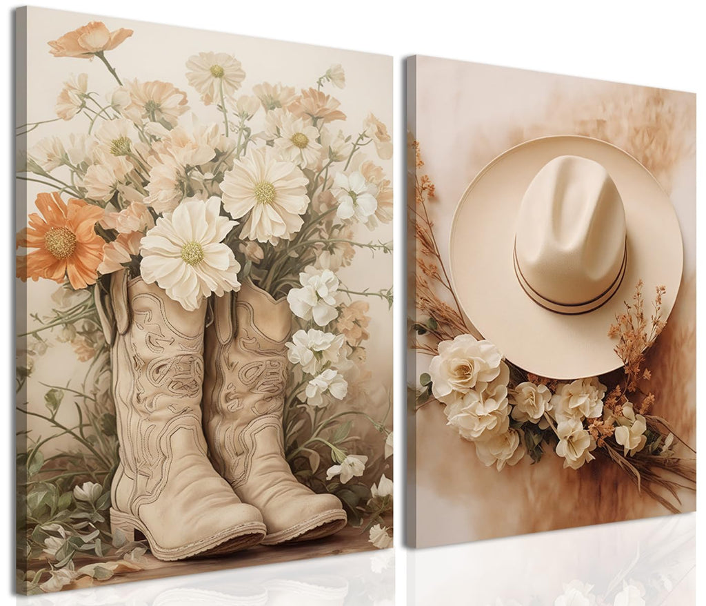 Framed Beige Canvas Wall Art — 16"