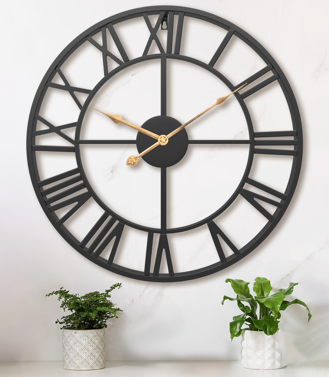 Oversized Farmhouse Black Wall Clock — 24"