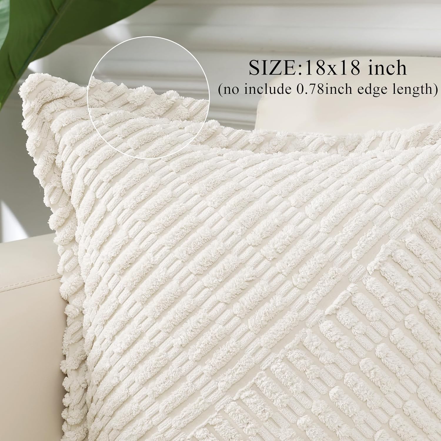Boho Beige Throw Pillow Cover — 18" - View 2