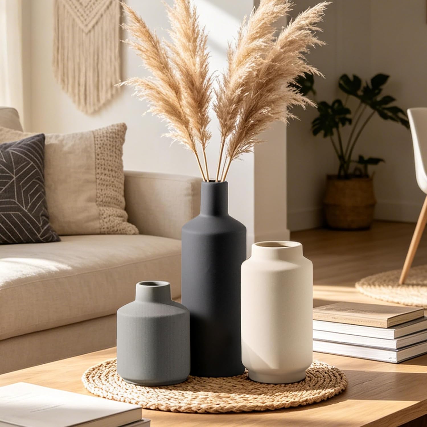 Boho Grey Decorative Vase — Set of 3 - View 6