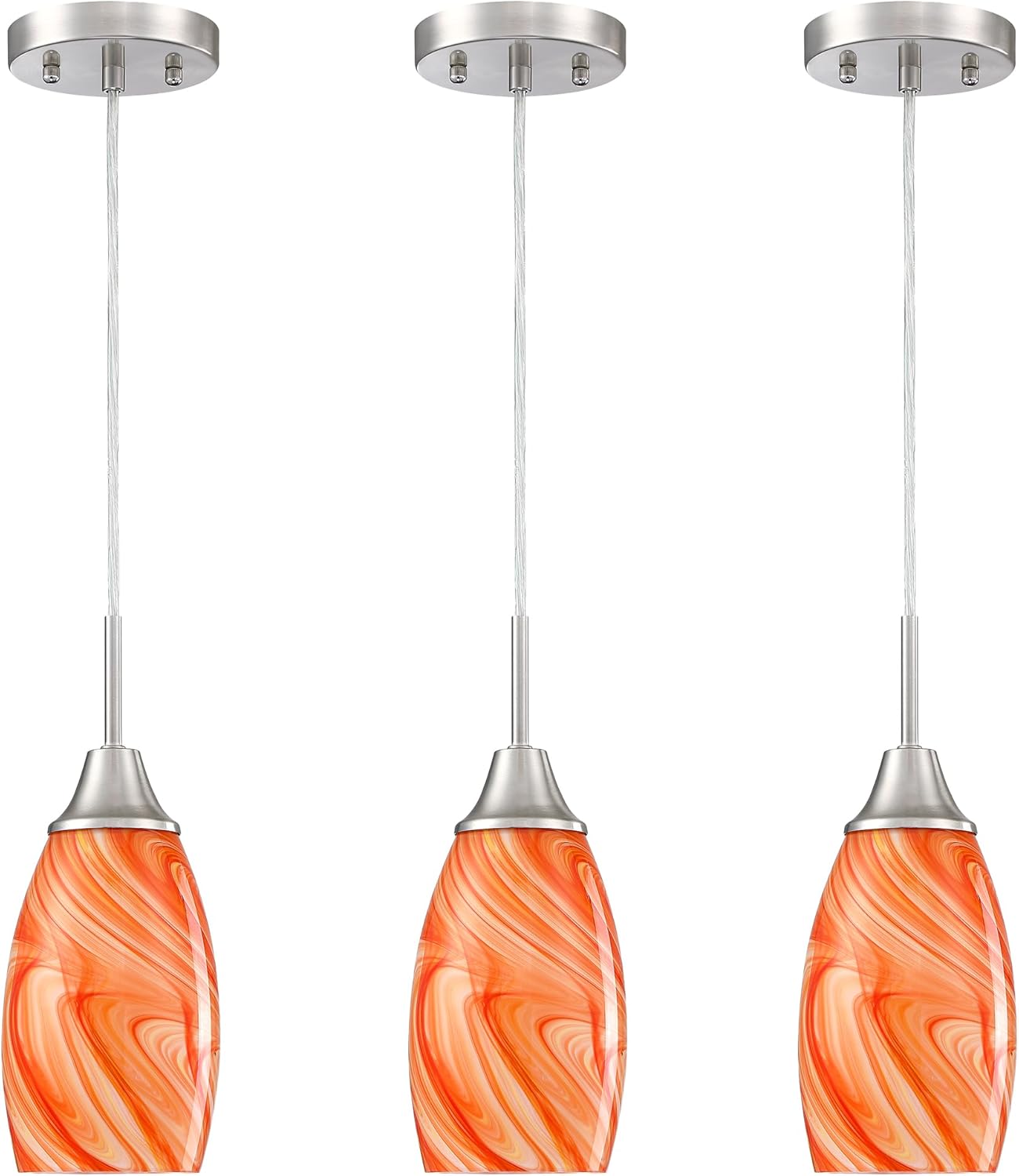 Oval Luxe Black Pendant Light — 4.72" — Orange