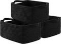 Boho Black Woven Basket — Set of 3 — Black