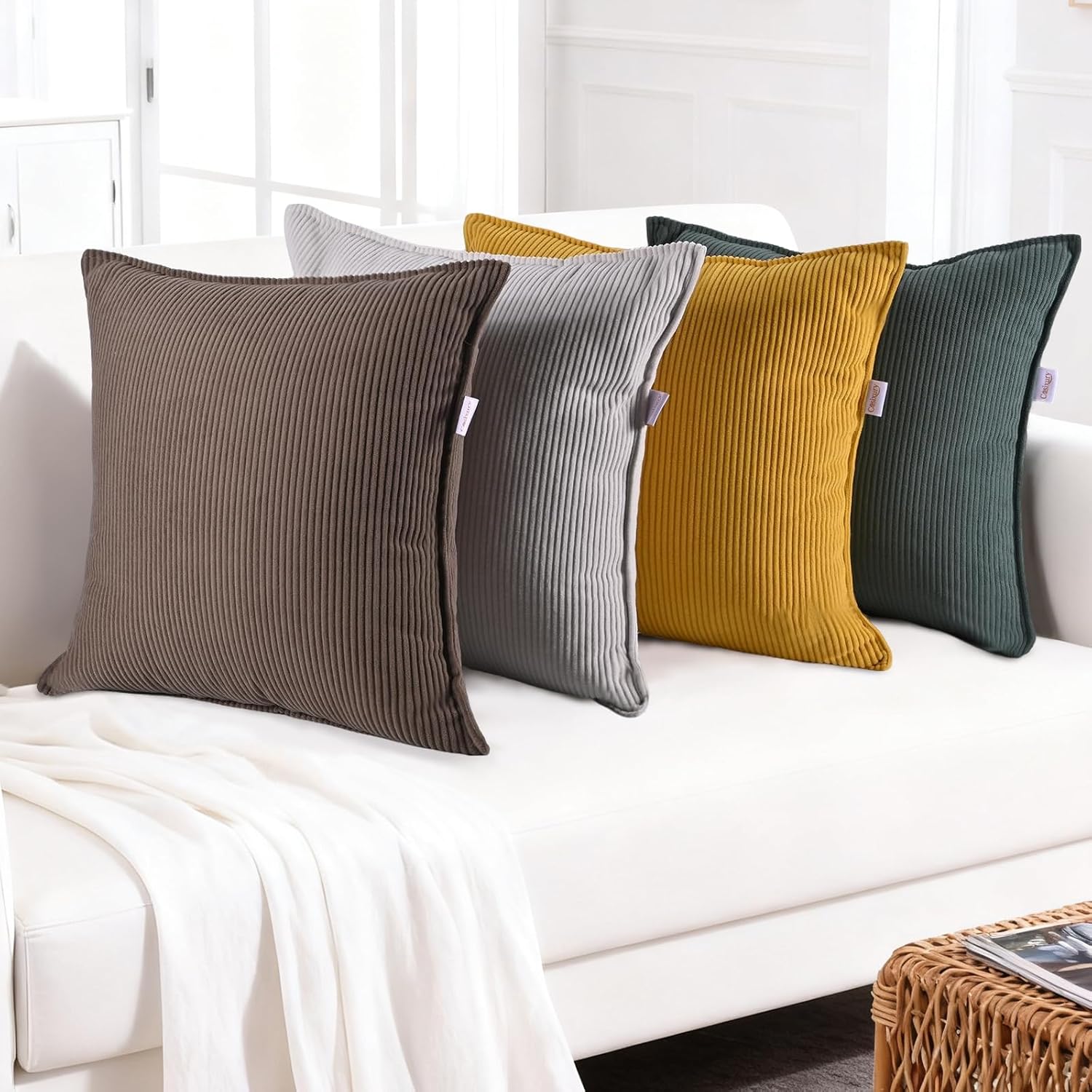 Boho Beige Throw Pillow Cover — 18" — Mixed Colorb