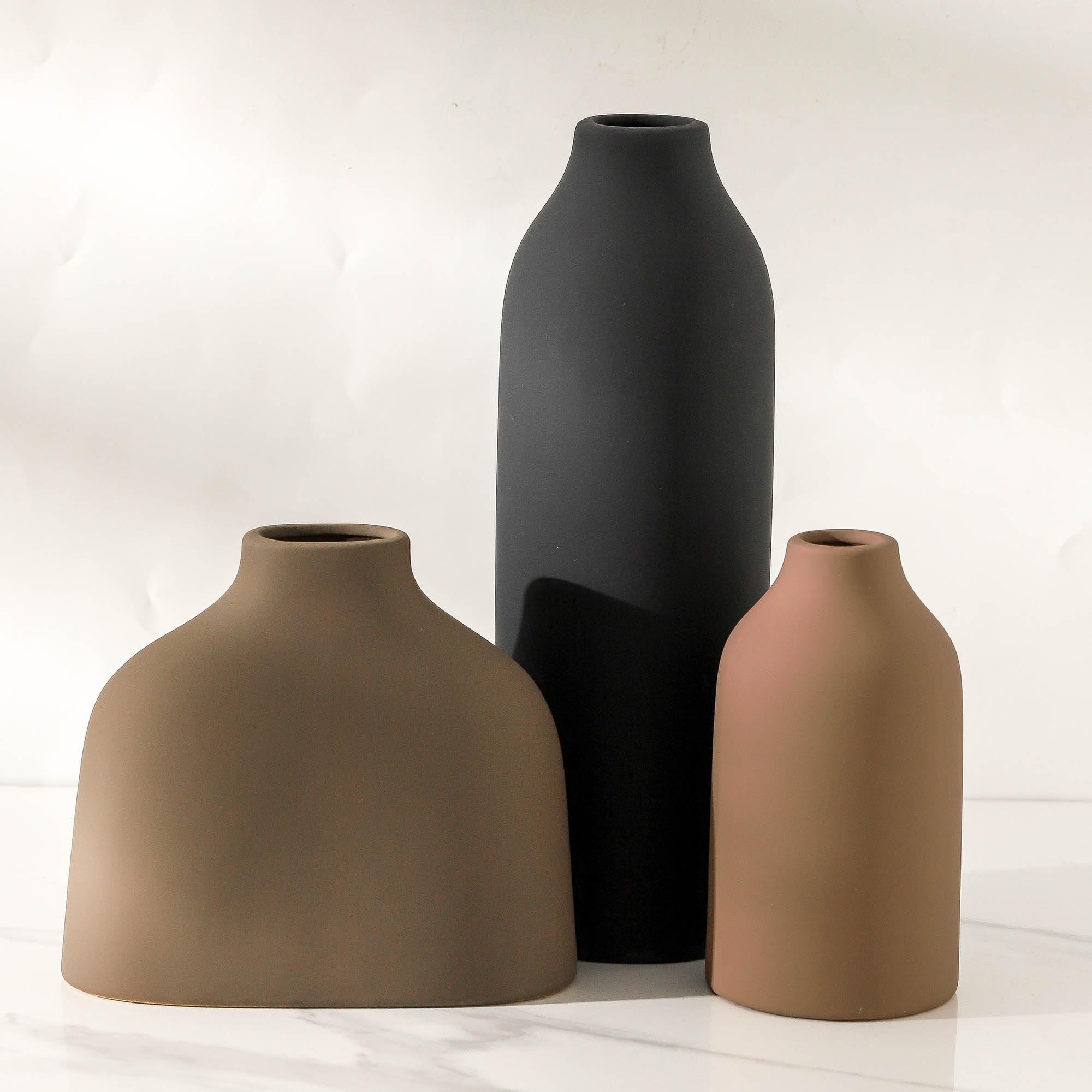 Boho Ceramic Flower Vase — Set of 3