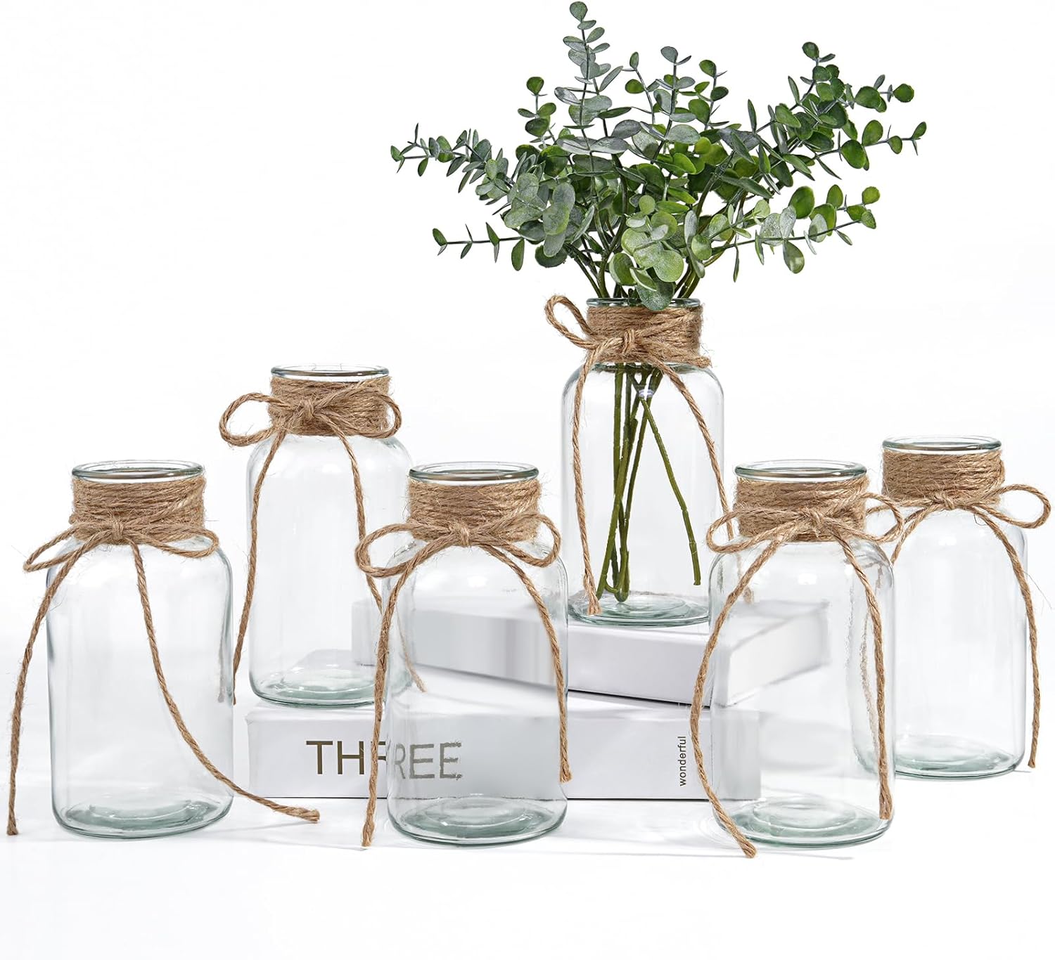 Vintage Farmhouse Grey Vase — Set of 3 — Clear