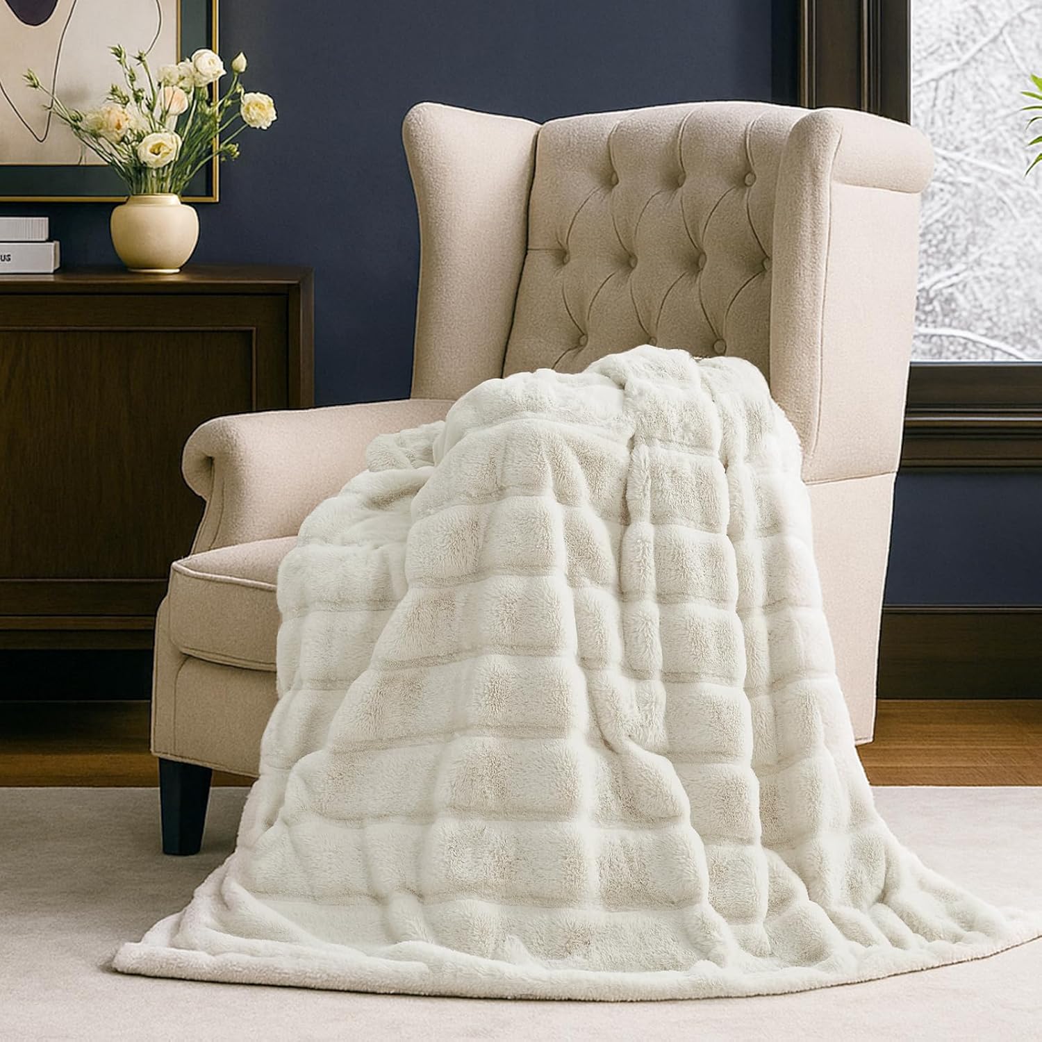 Luxe Beige Throw Pillow — 50" - View 8