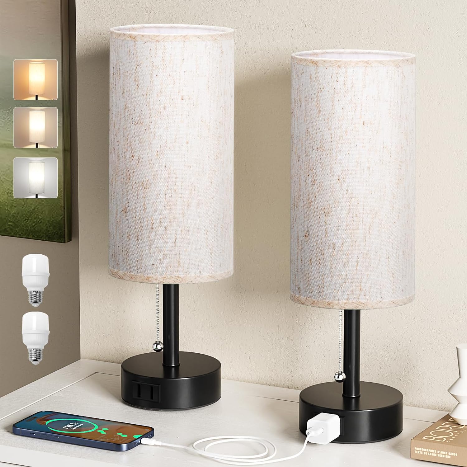 Round Beige LED Bulb — Set of 2 - View 7